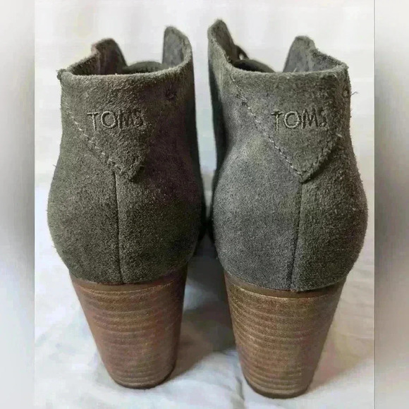 Toms Lunata Green Suede Lace Up Booties Size 7 - Picture 5 of 8